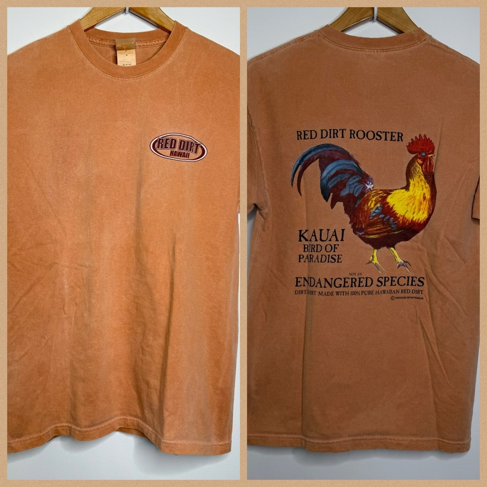 Red Dirt Rooster Hawaii Short Sleeve T Shirt Sz Medium Adult Unisex Hanes Beefy